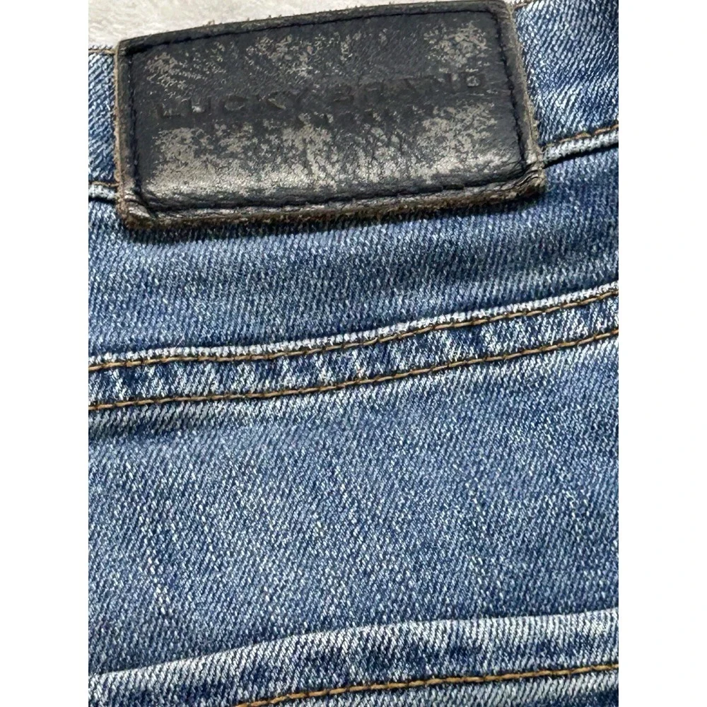Lucky Brand 410 Jeans Men 38x30 Dark Blue Athletic Slim Stretch Guys Grunge Fade
